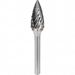 SGS Pro - 1/4" Cut Diam, 1/4" Shank Diam, Tungsten Carbide Steel Cut Pointed Tree Burr - Americas Industrial Supply