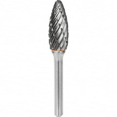SGS Pro - 1/2" Cut Diam, 1/4" Shank Diam, Tungsten Carbide Steel Cut Flame Burr - Americas Industrial Supply