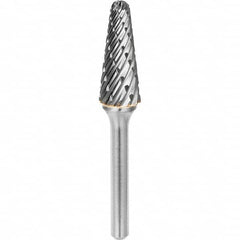 SGS Pro - 3/8" Cut Diam, 1/4" Shank Diam, Tungsten Carbide Steel Cut Ball Nose Cone Burr - Americas Industrial Supply