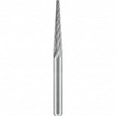SGS Pro - 1/8" Cut Diam, 1/8" Shank Diam, Tungsten Carbide Double Cut Cone Burr - Americas Industrial Supply