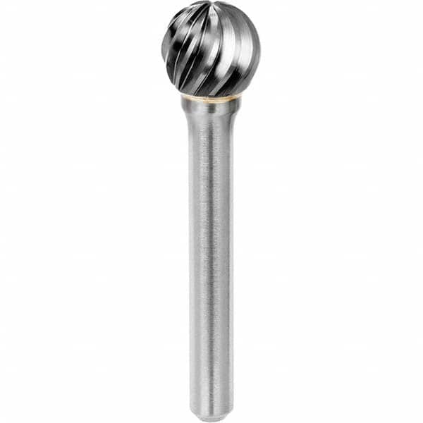 SGS Pro - 1/2" Cut Diam, 1/4" Shank Diam, Tungsten Carbide Inox Cut Ball Burr - Americas Industrial Supply