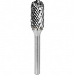 SGS Pro - 1/2" Cut Diam, 1/4" Shank Diam, Tungsten Carbide Steel Cut Ball Nose Cylinder Burr - Americas Industrial Supply