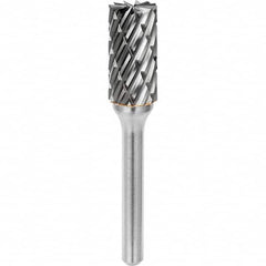 SGS Pro - 1/2" Cut Diam, 1/4" Shank Diam, Tungsten Carbide Steel Cut Cylinder Burr with End Cut - Americas Industrial Supply