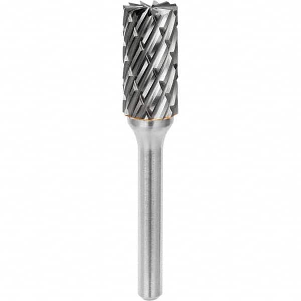 SGS Pro - 3/8" Cut Diam, 1/4" Shank Diam, Tungsten Carbide Steel Cut Cylinder Burr with End Cut - Americas Industrial Supply
