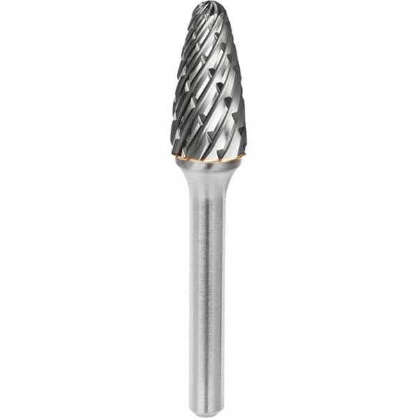 SGS Pro - 1/4" Cut Diam, 1/4" Shank Diam, Tungsten Carbide Steel Cut Ball Nose Tree Burr - Americas Industrial Supply