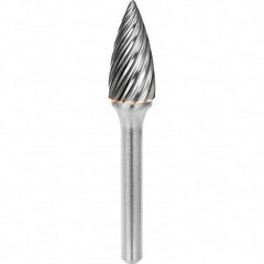 SGS Pro - 5/16" Cut Diam, 1/4" Shank Diam, Tungsten Carbide Inox Cut Pointed Tree Burr - Americas Industrial Supply