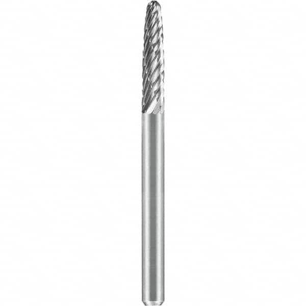 SGS Pro - 1/8" Cut Diam, 1/8" Shank Diam, Tungsten Carbide Double Cut Ball Nose Tree Burr - Americas Industrial Supply