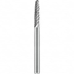 SGS Pro - 1/8" Cut Diam, 1/8" Shank Diam, Tungsten Carbide Double Cut Ball Nose Tree Burr - Americas Industrial Supply