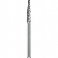 SGS Pro - 1/8" Cut Diam, 1/8" Shank Diam, Tungsten Carbide Double Cut Ball Nose Cone Burr - Americas Industrial Supply