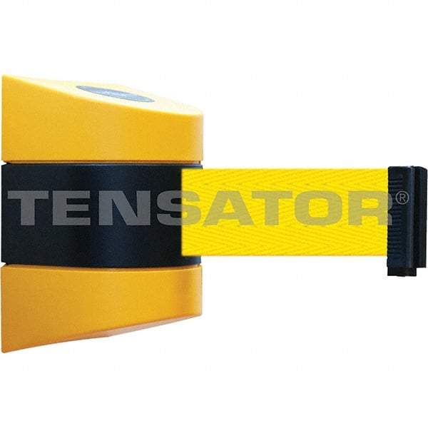 Tensator - 7-1/4" High x 4-3/4" Long x 4-3/4" Wide Magnetic Wall Mount Barrier - Yellow Powdercoat Finish, Black/Yellow, Use with Wall Mount - Americas Industrial Supply