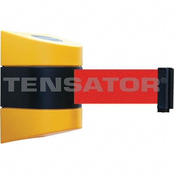 Tensator - 7-1/4" High x 4-3/4" Long x 4-3/4" Wide Magnetic Wall Mount Barrier - Yellow Powdercoat Finish, Black/Yellow, Use with Wall Mount - Americas Industrial Supply