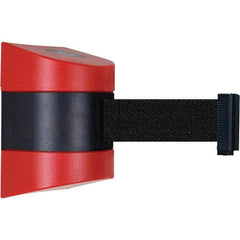 Tensator - 7-1/4" High x 4-3/4" Long x 4-3/4" Wide Magnetic Wall Mount Barrier - Metal, Red Powdercoat Finish, Red/Black, Use with Wall Mount - Americas Industrial Supply