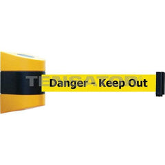 Tensator - 5-1/2" High x 3-1/4" Long x 3-1/4" Wide Magnetic Wall Mount Barrier - Metal, Yellow Powdercoat Finish, Black/Yellow, Use with Wall Mount - Americas Industrial Supply