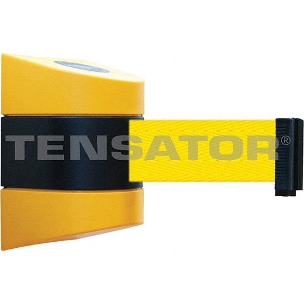 Tensator - 5-1/2" High x 3-1/4" Long x 3-1/4" Wide Magnetic Wall Mount Barrier - Metal, Yellow Powdercoat Finish, Black/Yellow, Use with Wall Mount - Americas Industrial Supply