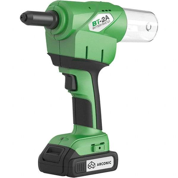 Marson - All up to 3/16" Closed End Rivet Capacity , 2,248 Lb Pull Force Cordless Electric Riveter - 0.83" Stroke Length, 14.4 Volt, Mandrel Collection, Battery Included - Americas Industrial Supply