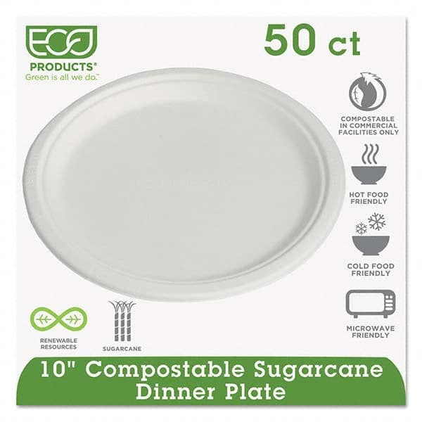 Plate: Sugarcane Fiber, Natural White, 50 Per Pack Natural White