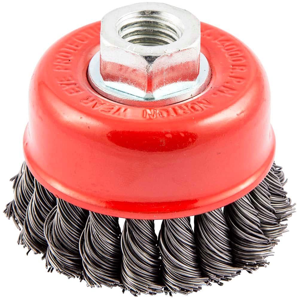 Norton - 2-3/4" Diam 5/8-11 Threaded Arbor Carbon Steel Fill Cup Brush - Americas Industrial Supply