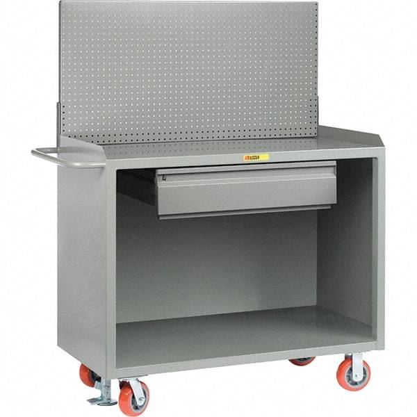 Little Giant - 3,600 Lb Capacity, 2 Shelf, 1 Drawer Mobile Bench Cabinet with Pegboard Panel - 41" Wide x 24" Deep x 43" High, Steel - Americas Industrial Supply