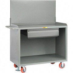 Little Giant - 3,600 Lb Capacity, 2 Shelf, 1 Drawer Mobile Bench Cabinet with Pegboard Panel - 41" Wide x 24" Deep x 43" High, Steel - Americas Industrial Supply