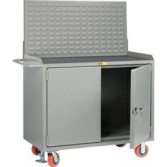 Little Giant - 3,600 Lb Capacity, 2 Shelf, 2 Door Mobile Bench Cabinet with Louvered Panel - 41" Wide x 24" Deep x 43" High, Steel - Americas Industrial Supply