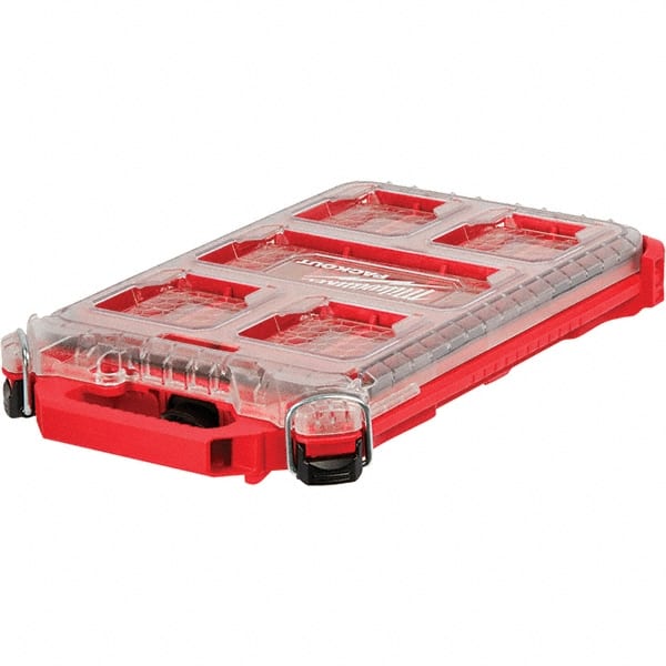 Milwaukee Tool - PACKOUT 5 Compartment Red Small Parts Compact Low-Profile Organizer - Americas Industrial Supply