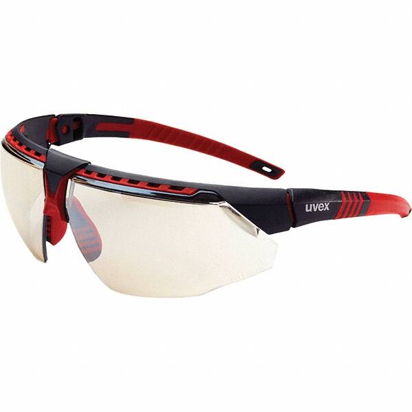 Uvex - SCT-Reflect 50 Lenses, Framed Safety Glasses - Scratch Resistant, Red Frame, Adjustable Temples, Size Universal, Wrap Around - Americas Industrial Supply