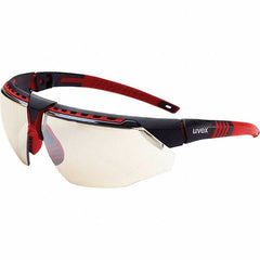 Uvex - SCT-Reflect 50 Lenses, Framed Safety Glasses - Scratch Resistant, Red Frame, Adjustable Temples, Size Universal, Wrap Around - Americas Industrial Supply