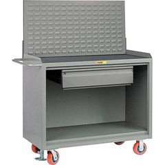 Little Giant - 3,600 Lb Capacity, 2 Shelf, 1 Drawer Mobile Bench Cabinet with Louvered Panel - 41" Wide x 24" Deep x 43" High, Steel - Americas Industrial Supply