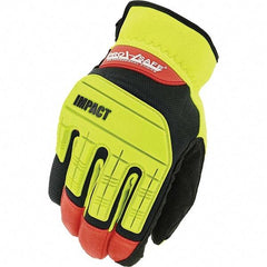 PRO-SAFE - Size 2XL (12), ANSI Cut Lvl A4, Synthetic Leather Cut Resistant Gloves - HPPE Lining, Open Cuff, Hi-Vis Yellow/Red/Black, Paired - Americas Industrial Supply