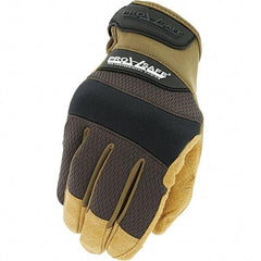 PRO-SAFE - Size XL (11) Work Gloves - For General Purpose, Uncoated, Hook & Loop Cuff, Full Fingered, Brown, Paired - Americas Industrial Supply