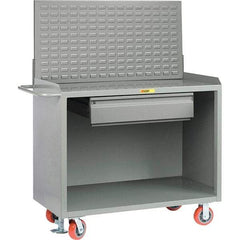 Little Giant - 3,600 Lb Capacity, 2 Shelf, 1 Drawer Mobile Bench Cabinet with Louvered Panel - 53" Wide x 24" Deep x 43" High, Steel - Americas Industrial Supply