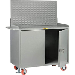 Little Giant - 3,600 Lb Capacity, 2 Shelf, 2 Door Mobile Bench Cabinet with Louvered Panel - 41" Wide x 24" Deep x 43" High, Steel - Americas Industrial Supply