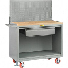 Little Giant - 3,600 Lb Capacity, 2 Shelf, 1 Drawer Mobile Bench Cabinet with Pegboard Panel - 53" Wide x 24" Deep x 43" High, Steel - Americas Industrial Supply