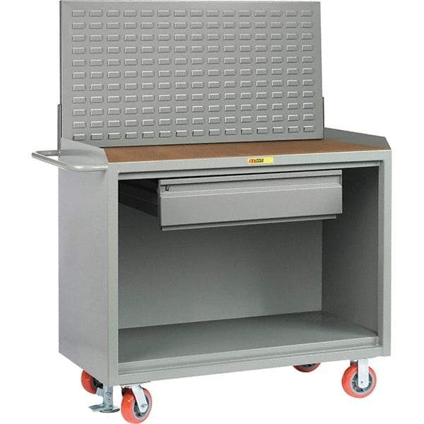Little Giant - 3,600 Lb Capacity, 2 Shelf, 1 Drawer Mobile Bench Cabinet with Louvered Panel - 53" Wide x 24" Deep x 43" High, Steel - Americas Industrial Supply