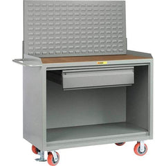 Little Giant - 3,600 Lb Capacity, 2 Shelf, 1 Drawer Mobile Bench Cabinet with Louvered Panel - 41" Wide x 24" Deep x 43" High, Steel - Americas Industrial Supply