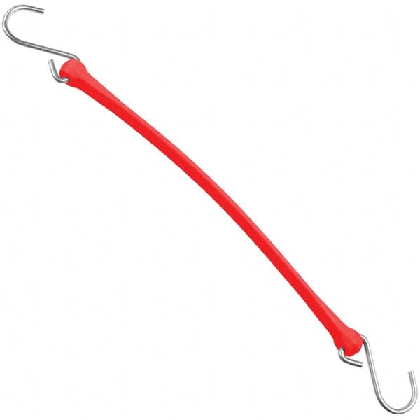 The Perfect Bungee - Heavy Duty Bungee Strap with Triangulated Galvanized S Hook - 18" OAL, Red - Americas Industrial Supply