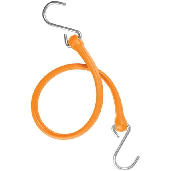 The Perfect Bungee - Heavy Duty Bungee Strap with Triangulated Galvanized S Hook - 24" OAL, Safety Orange - Americas Industrial Supply