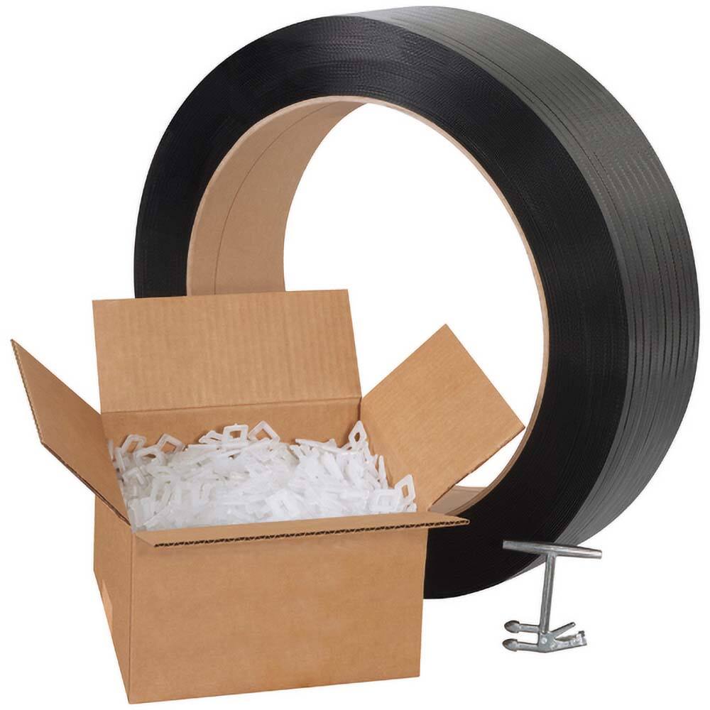 Value Collection - Strapping Kits Type: Polypropylene Strapping Kit Contents: 9000' of 1/2" Polypropylene; 1000 Plastic Buckles; Tensioner; Cutter - Americas Industrial Supply