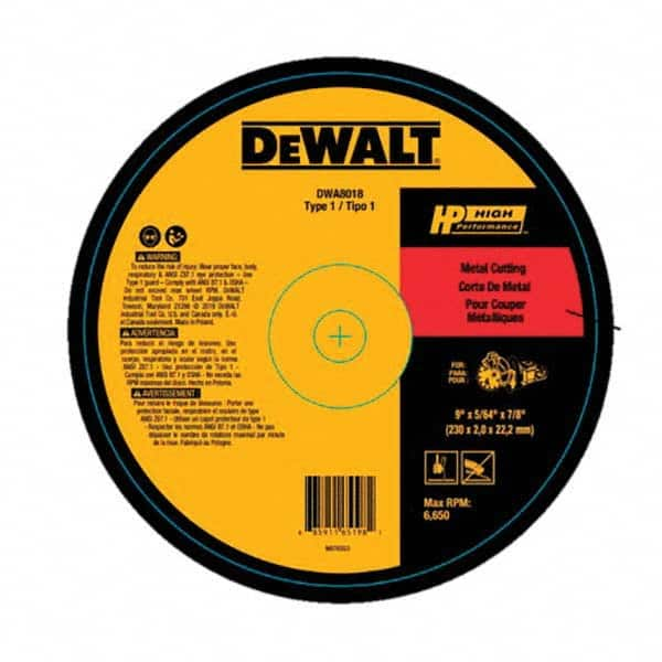 DeWALT - 9 x 5/64, 7/8" Hole Aluminum Oxide Cutoff Wheel - Americas Industrial Supply