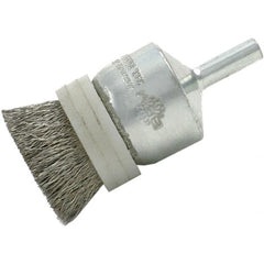 Brush Research Mfg. - 3/4" Brush Diam, Crimped, End Brush - 1/4" Diam Steel Shank, 20,000 Max RPM - Americas Industrial Supply