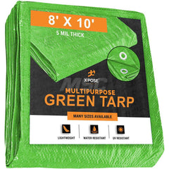 Tarp/Dust Cover: Green, Rectangle, Polyethylene, 10' Long x 8' Wide, 5 mil Polyethylene, Rectangle