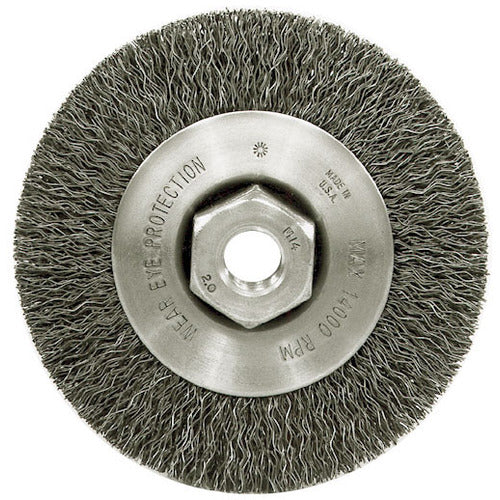 4″ Narrow Face Crimped Wire Wheel, .014″ Steel Fill, 3/8″-24 UNF Nut - Americas Industrial Supply