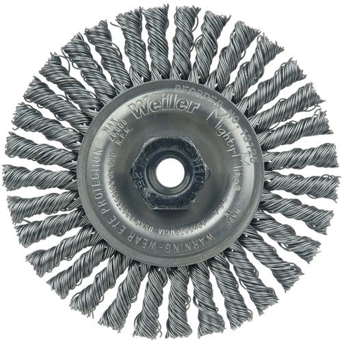 4″ Diameter - MI0 × 1.25 Arbor Hole - Stringer Bead Twist Steel Wire Straight Wheel - Americas Industrial Supply