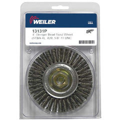Mini Roughneck 4″ Stringer Bead Wheel, .020″ Steel Wire Fill, 5/8″-11 UNC Nut, Retail Pack - Americas Industrial Supply