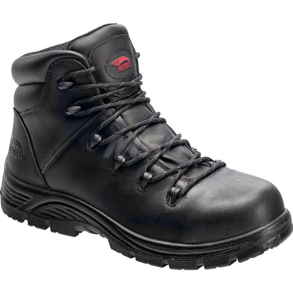 Work Boot: Size 8, 6″ High, Leather, Composite Toe Medium Width, Non-Slip Sole
