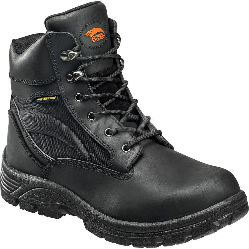 Work Boot: Size 8.5, 6″ High, Leather, Steel Toe Medium Width, Non-Slip Sole