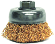 3" Crimped Wire Cup Brush - .020 Bronze; 5/8-11 A.H. - Non-Sparking Wire Wheel - Americas Industrial Supply