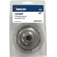 3″ Crimped Wire Cup Brush, .014″ Steel Fill, M10x1.25 Nut, Retail Pack - Americas Industrial Supply