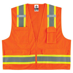 8248Z S/M Orange 2-Tone Surveyors Vest Type R Class 2 - Americas Industrial Supply