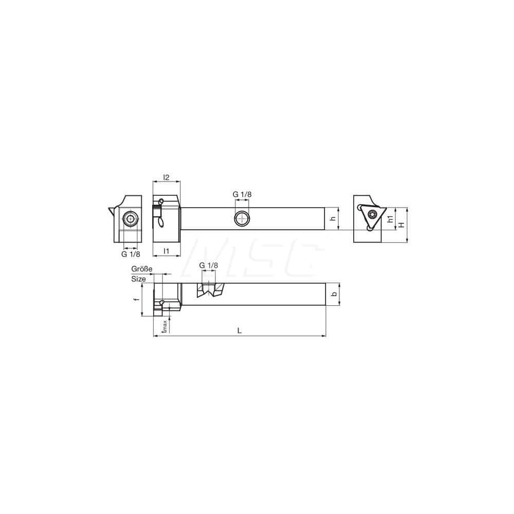 Guhring GH305.0500.500.90.04.L.IK External Left Hand Face Grooving 90 Deg Offset Thru Coolant Holder 1/2″ Square Shank